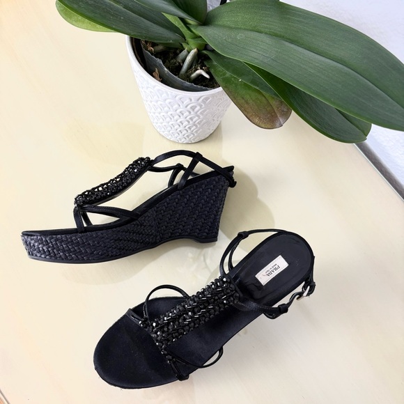 Prada Black Beaded Sandals - Picture 2 of 3